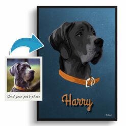 photo to retro dog portrait print rustic blue
