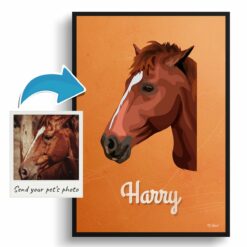 Sand And Stone Custom Mid Century Retro Horse Portrait - Framed & Un-framed Pet illustration print from photo 19 photo to retro horse portrait print sand and stone