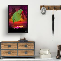 California Custom Retro Arcade Style Bird Portrait - Framed & Un-framed Pet illustration print from photo 14 retro arcade pet portrait bird california print hall