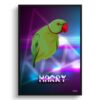 Fever Custom Retro Arcade Style Bird Portrait - Framed & Un-framed Pet illustration print from photo 1 retro arcade pet portrait bird fever print front view white