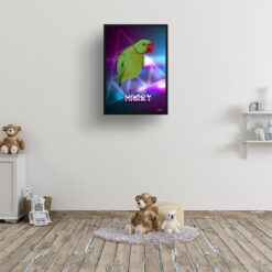 retro arcade pet portrait bird fever print kids room