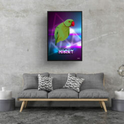 retro arcade pet portrait bird fever print living room