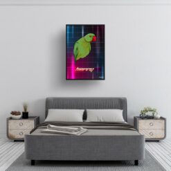 Hyperspeed Custom Retro Arcade Style Bird Portrait - Framed & Un-framed Pet illustration print from photo 13 retro arcade pet portrait bird hyperspeed print bedroom