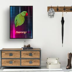 Hyperspeed Custom Retro Arcade Style Bird Portrait - Framed & Un-framed Pet illustration print from photo 15 retro arcade pet portrait bird hyperspeed print hall