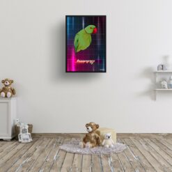 Hyperspeed Custom Retro Arcade Style Bird Portrait - Framed & Un-framed Pet illustration print from photo 16 retro arcade pet portrait bird hyperspeed print kids room
