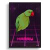 Invaders Custom Retro Arcade Style Bird Portrait - Framed & Un-framed Pet illustration print from photo 1 retro arcade pet portrait bird invaders print front view white