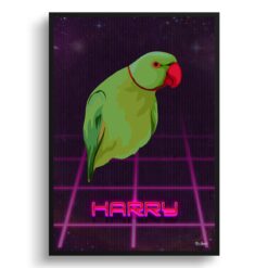 Invaders Custom Retro Arcade Style Bird Portrait -  Framed & Un-framed Pet illustration print from photo