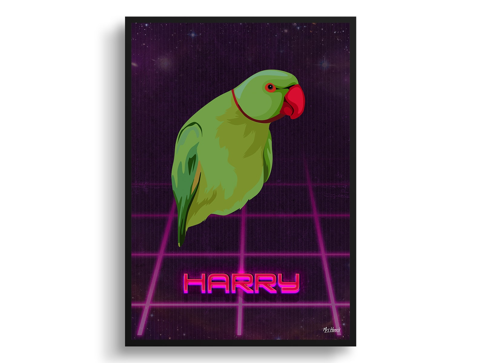 Invaders Custom Retro Arcade Style Bird Portrait - Framed & Un-framed Pet illustration print from photo 2 Invaders Custom Retro Arcade Style Bird Portrait - Framed & Un-framed Pet illustration print from photo
