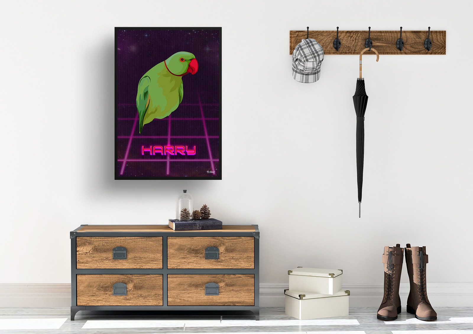 Invaders Custom Retro Arcade Style Bird Portrait - Framed & Un-framed Pet illustration print from photo 6 Invaders Custom Retro Arcade Style Bird Portrait - Framed & Un-framed Pet illustration print from photo - Image 5