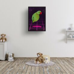Invaders Custom Retro Arcade Style Bird Portrait - Framed & Un-framed Pet illustration print from photo 15 retro arcade pet portrait bird invaders print kids room