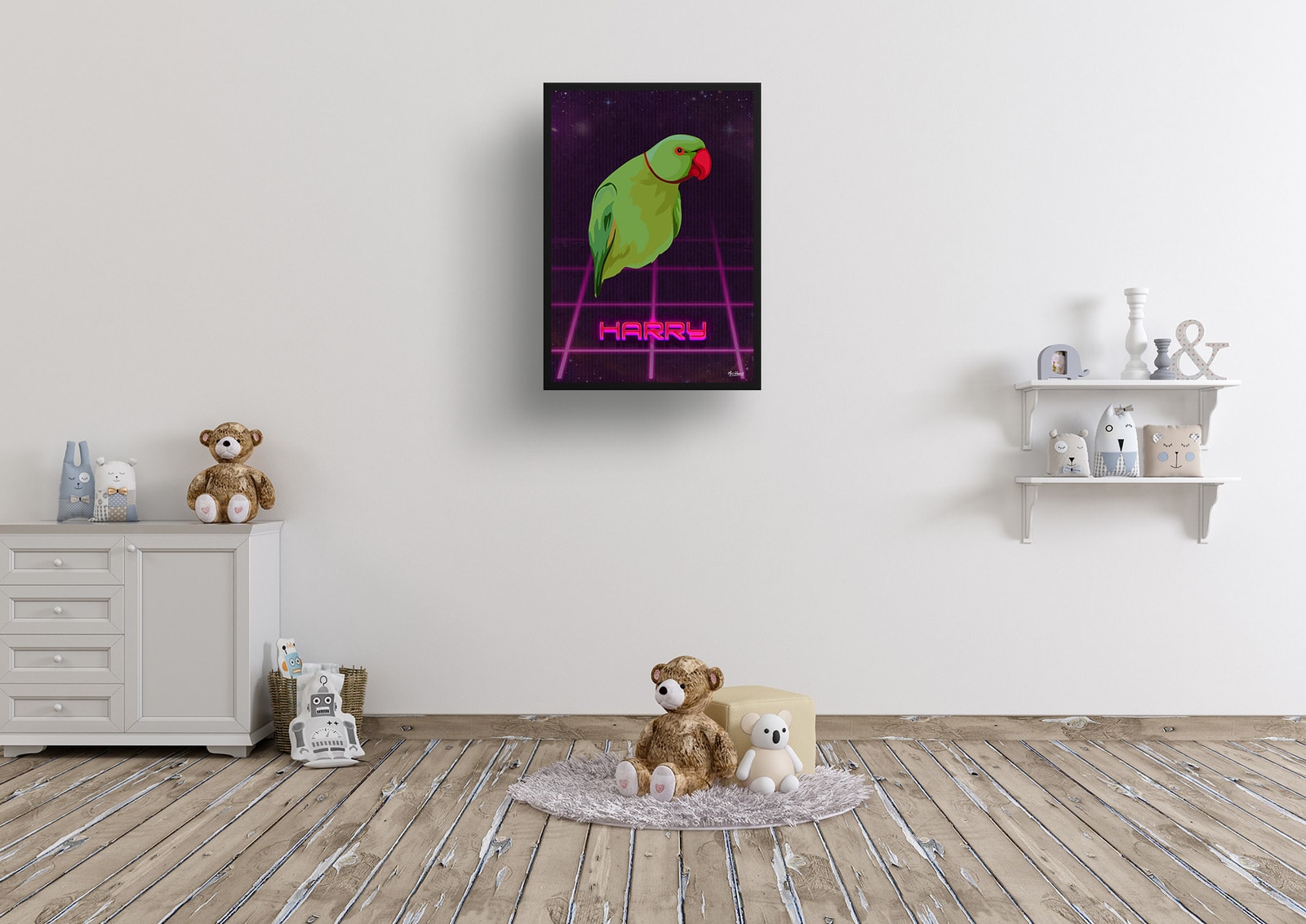 Invaders Custom Retro Arcade Style Bird Portrait - Framed & Un-framed Pet illustration print from photo 7 Invaders Custom Retro Arcade Style Bird Portrait - Framed & Un-framed Pet illustration print from photo - Image 6