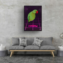 Invaders Custom Retro Arcade Style Bird Portrait - Framed & Un-framed Pet illustration print from photo 16 retro arcade pet portrait bird invaders print living room