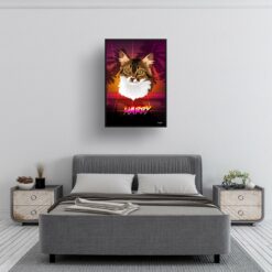 California Custom Retro Arcade Style Cat Portrait - Framed & Un-framed Pet illustration print from photo 12 retro arcade pet portrait cat california print bedroom