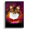 California Custom Retro Arcade Style Cat Portrait - Framed & Un-framed Pet illustration print from photo 2 retro arcade pet portrait cat california print front view white
