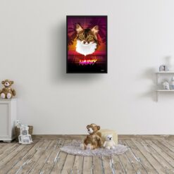 California Custom Retro Arcade Style Cat Portrait - Framed & Un-framed Pet illustration print from photo 15 retro arcade pet portrait cat california print kids room