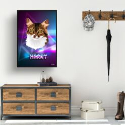 Fever Custom Retro Arcade Style Cat Portrait - Framed & Un-framed Pet illustration print from photo 15 retro arcade pet portrait cat fever print hall