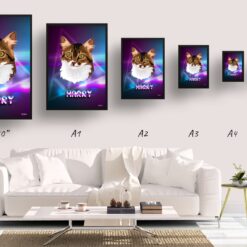 Fever Custom Retro Arcade Style Cat Portrait - Framed & Un-framed Pet illustration print from photo 19 retro arcade pet portrait cat fever print size comparison