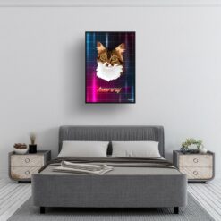 Hyperspeed Custom Retro Arcade Style Cat Portrait - Framed & Un-framed Pet illustration print from photo 13 retro arcade pet portrait cat hyperspeed print bedroom
