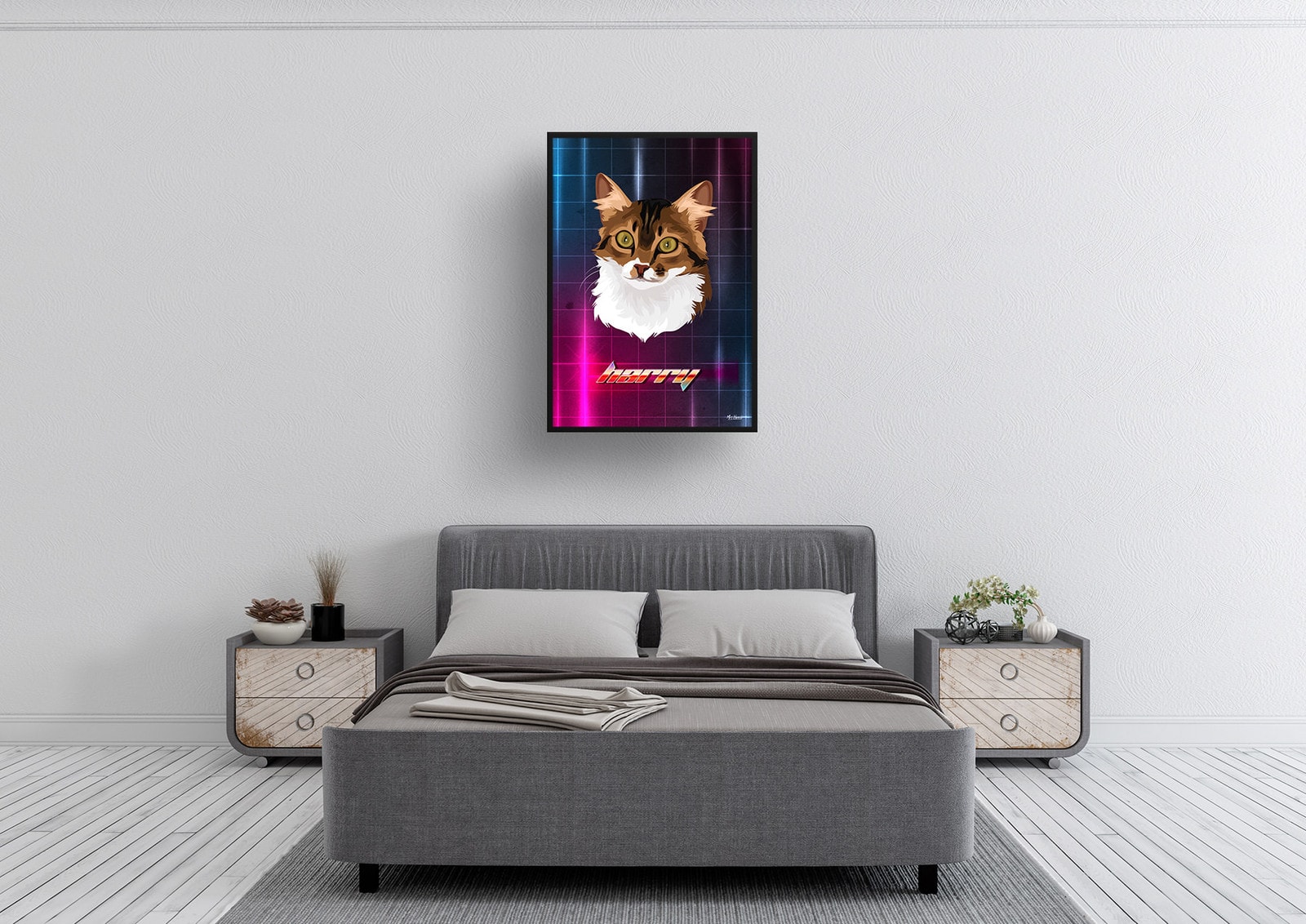 Hyperspeed Custom Retro Arcade Style Cat Portrait - Framed & Un-framed Pet illustration print from photo 5 Hyperspeed Custom Retro Arcade Style Cat Portrait - Framed & Un-framed Pet illustration print from photo - Image 3