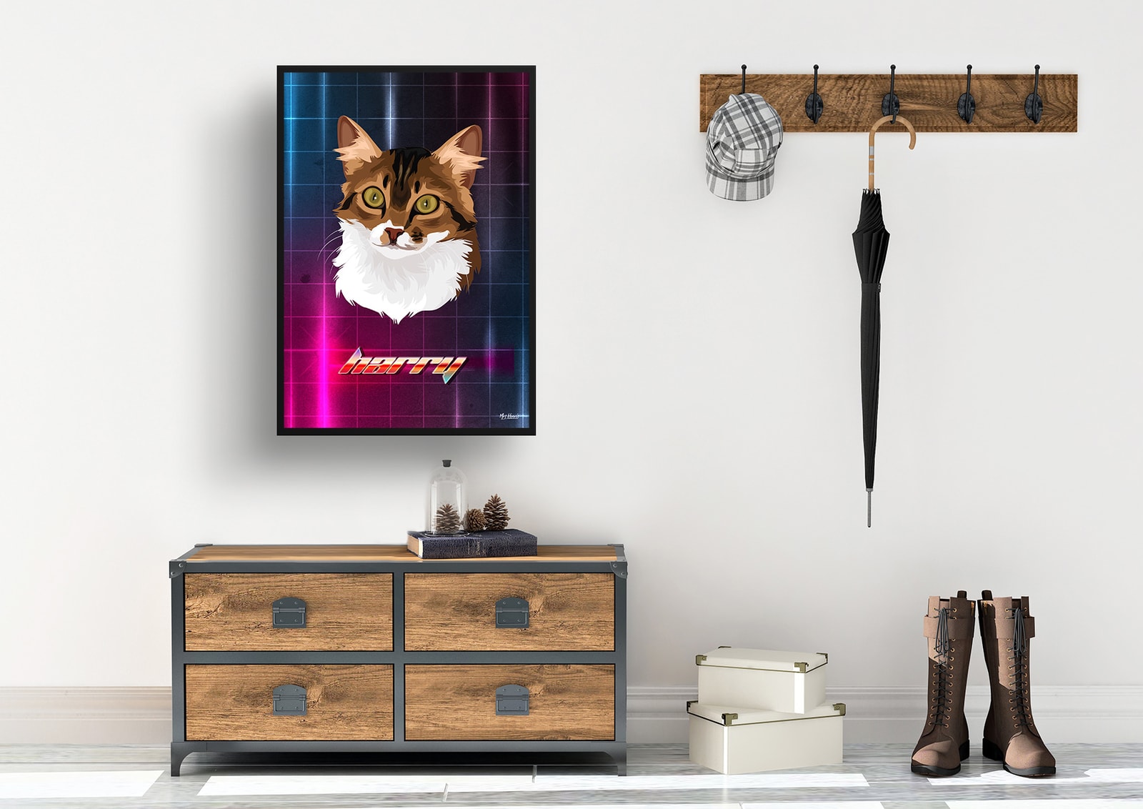 Hyperspeed Custom Retro Arcade Style Cat Portrait - Framed & Un-framed Pet illustration print from photo 7 Hyperspeed Custom Retro Arcade Style Cat Portrait - Framed & Un-framed Pet illustration print from photo - Image 5