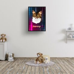 Hyperspeed Custom Retro Arcade Style Cat Portrait - Framed & Un-framed Pet illustration print from photo 16 retro arcade pet portrait cat hyperspeed print kids room