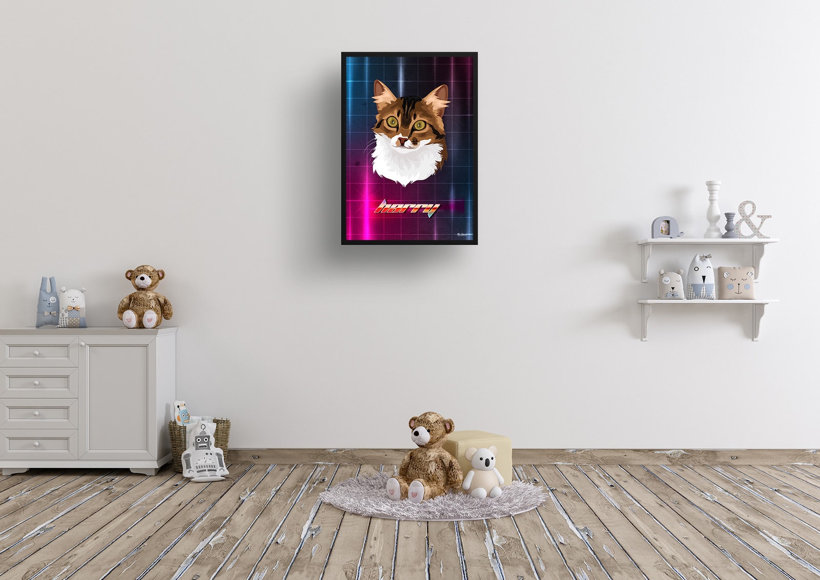 Hyperspeed Custom Retro Arcade Style Cat Portrait - Framed & Un-framed Pet illustration print from photo 8 Hyperspeed Custom Retro Arcade Style Cat Portrait - Framed & Un-framed Pet illustration print from photo - Image 6