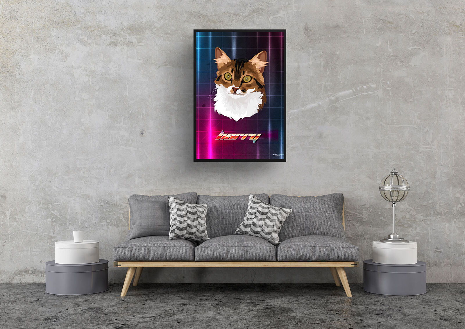 Hyperspeed Custom Retro Arcade Style Cat Portrait - Framed & Un-framed Pet illustration print from photo 9 Hyperspeed Custom Retro Arcade Style Cat Portrait - Framed & Un-framed Pet illustration print from photo - Image 7