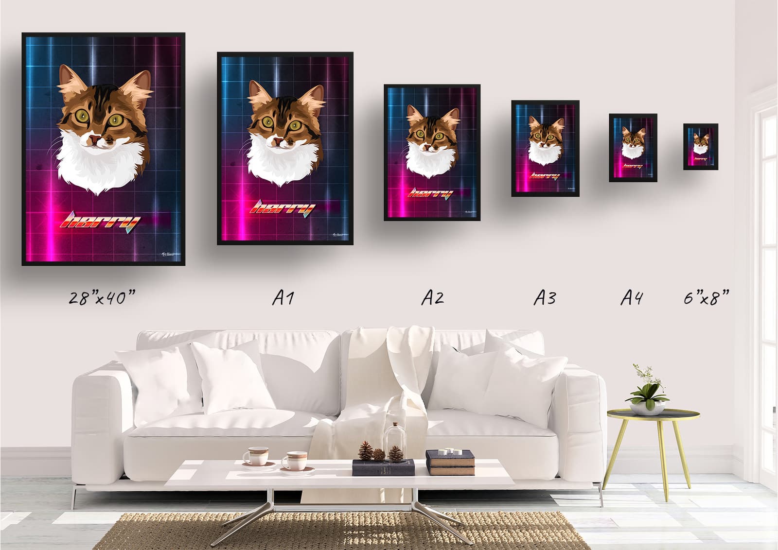 Hyperspeed Custom Retro Arcade Style Cat Portrait - Framed & Un-framed Pet illustration print from photo 11 Hyperspeed Custom Retro Arcade Style Cat Portrait - Framed & Un-framed Pet illustration print from photo - Image 9