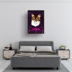 Invaders Custom Retro Arcade Style Cat Portrait - Framed & Un-framed Pet illustration print from photo 12 retro arcade pet portrait cat invaders print bedroom
