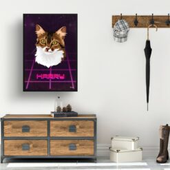 Invaders Custom Retro Arcade Style Cat Portrait - Framed & Un-framed Pet illustration print from photo 14 retro arcade pet portrait cat invaders print hall