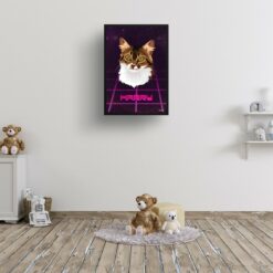 Invaders Custom Retro Arcade Style Cat Portrait - Framed & Un-framed Pet illustration print from photo 15 retro arcade pet portrait cat invaders print kids room
