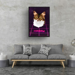 Invaders Custom Retro Arcade Style Cat Portrait - Framed & Un-framed Pet illustration print from photo 16 retro arcade pet portrait cat invaders print living room