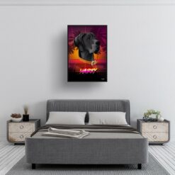 California Custom Retro Arcade Style Dog Portrait - Framed & Un-framed Pet illustration print from photo 12 retro arcade pet portrait dog california print bedroom