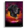 retro arcade pet portrait dog california print front view white