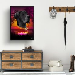 California Custom Retro Arcade Style Dog Portrait - Framed & Un-framed Pet illustration print from photo 14 retro arcade pet portrait dog california print hall
