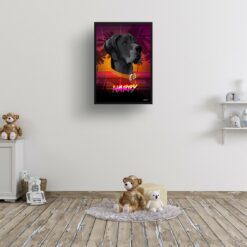 California Custom Retro Arcade Style Dog Portrait - Framed & Un-framed Pet illustration print from photo 15 retro arcade pet portrait dog california print kids room