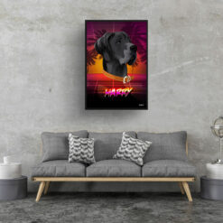 California Custom Retro Arcade Style Dog Portrait - Framed & Un-framed Pet illustration print from photo 16 retro arcade pet portrait dog california print living room