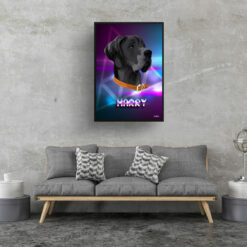 retro arcade pet portrait dog fever print living room