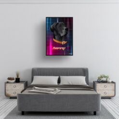 Hyperspeed Custom Retro Arcade Style Dog Portrait - Framed & Un-framed Pet illustration print from photo 13 retro arcade pet portrait dog hyperspeed print bedroom