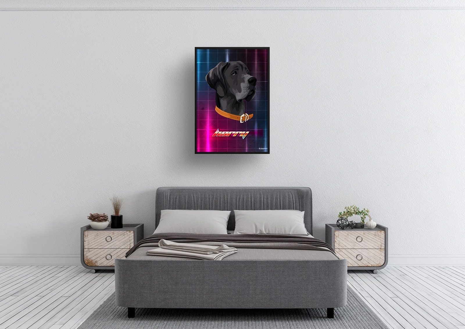 Hyperspeed Custom Retro Arcade Style Dog Portrait - Framed & Un-framed Pet illustration print from photo 5 Hyperspeed Custom Retro Arcade Style Dog Portrait - Framed & Un-framed Pet illustration print from photo - Image 3