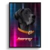 retro arcade pet portrait dog hyperspeed print front view white