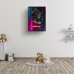 Hyperspeed Custom Retro Arcade Style Dog Portrait - Framed & Un-framed Pet illustration print from photo 16 retro arcade pet portrait dog hyperspeed print kids room