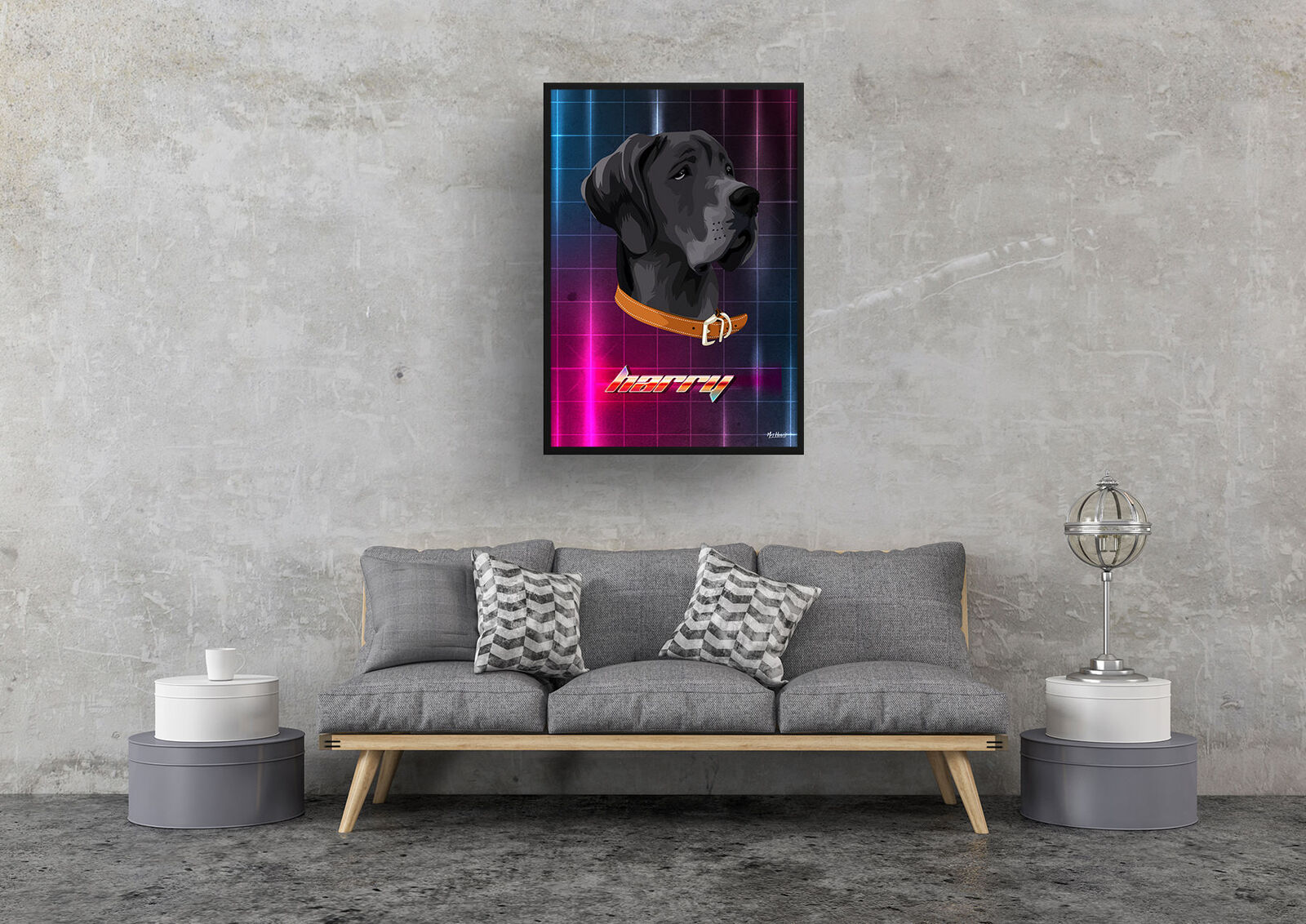 Hyperspeed Custom Retro Arcade Style Dog Portrait - Framed & Un-framed Pet illustration print from photo 9 Hyperspeed Custom Retro Arcade Style Dog Portrait - Framed & Un-framed Pet illustration print from photo - Image 7