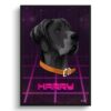Invaders Custom Retro Arcade Style Dog Portrait - Framed & Un-framed Pet illustration print from photo 1 retro arcade pet portrait dog invaders print front view white