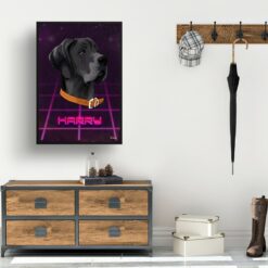 retro arcade pet portrait dog invaders print hall