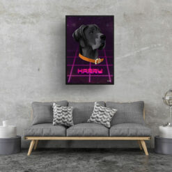 retro arcade pet portrait dog invaders print living room