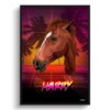retro arcade pet portrait horse california print front view white