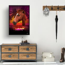 retro arcade pet portrait horse california print hall