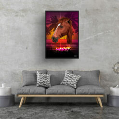 retro arcade pet portrait horse california print living room