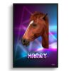 retro arcade pet portrait horse fever print front view white